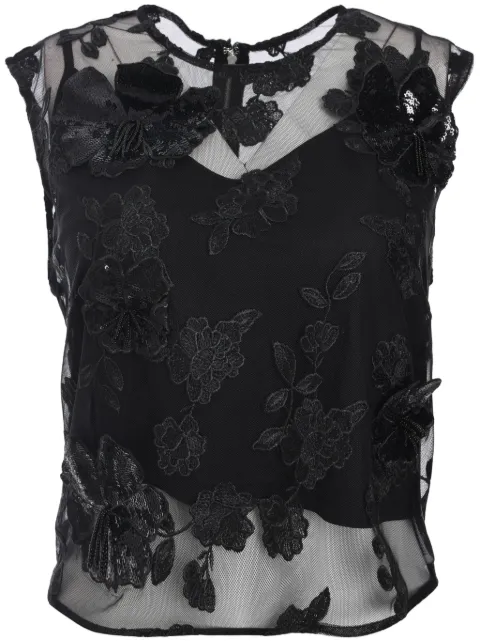 ROTATE BIRGER CHRISTENSEN mesh flower top Black 113586100