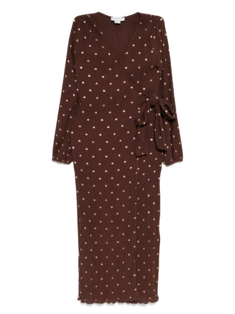 NEVER FULLY DRESSED Plisse wrap dress Brown NFDDR1932