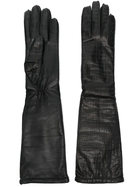 Manokhi croc-effect long gloves Black MANO999