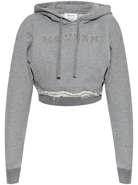 Alexander McQueen logo-embroidered hoodie Grey 815497QLAD81015