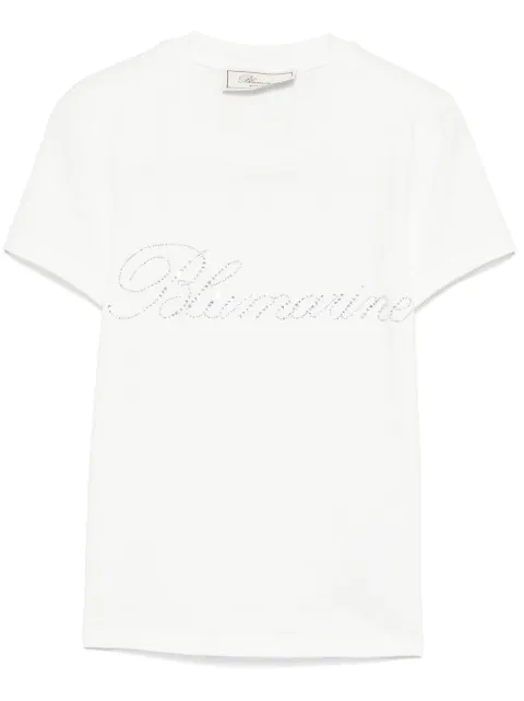 Blumarine rhinestone-logo T-shirt White 2T082A