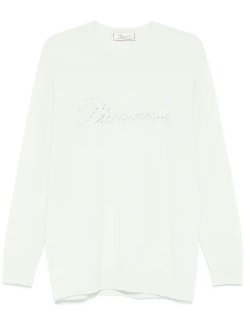 Blumarine rhinestone-logo sweater Green 2M547A