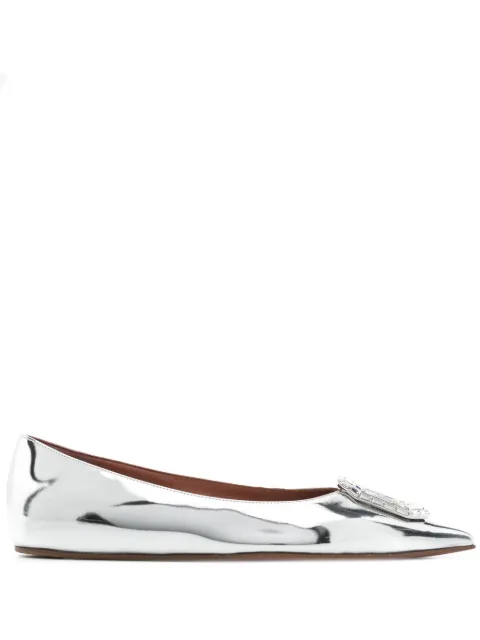 Amina Muaddi metallic-leather ballet flats Silver 12S357006CAM