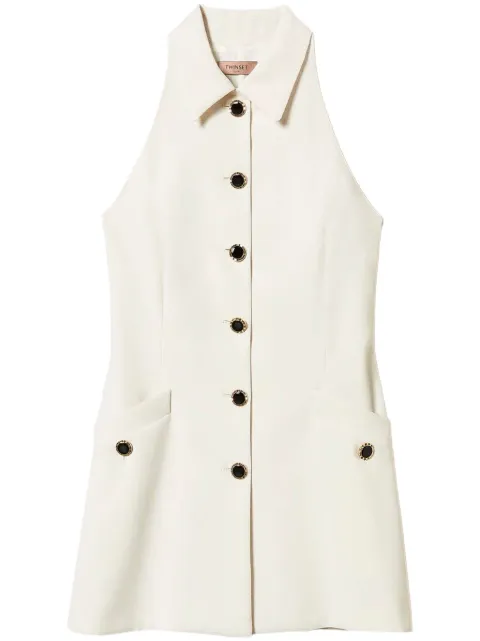 TWINSET mini buttoned fluid-crêpe dress White 251TP2104