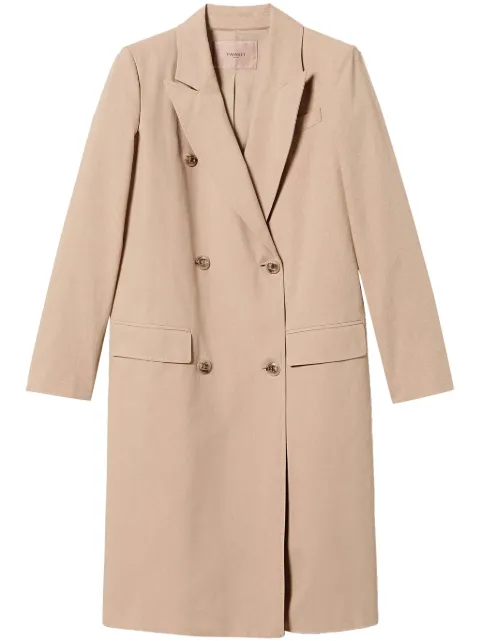 TWINSET Double-breasted trench coat Neutrals 251TP2210