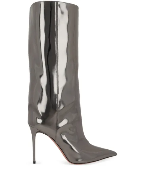 Amina Muaddi 95mm Fiona boots Silver FIONABOOT95
