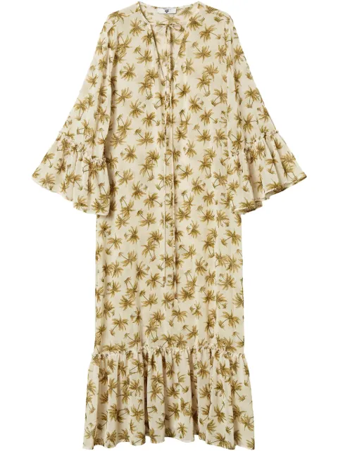 TWINSET palm tree-print georgette dress Yellow 251LB2ZEE