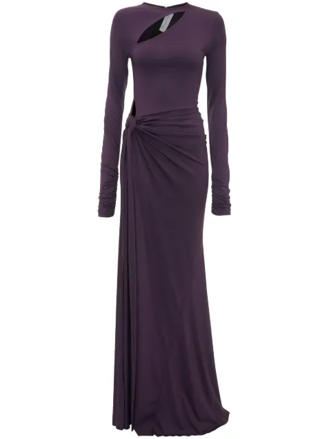 Victoria Beckham knot-detail long-sleeve gown Brown 1125JDR006062A