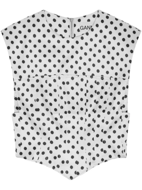 GANNI polka dot-print corset top White W0364