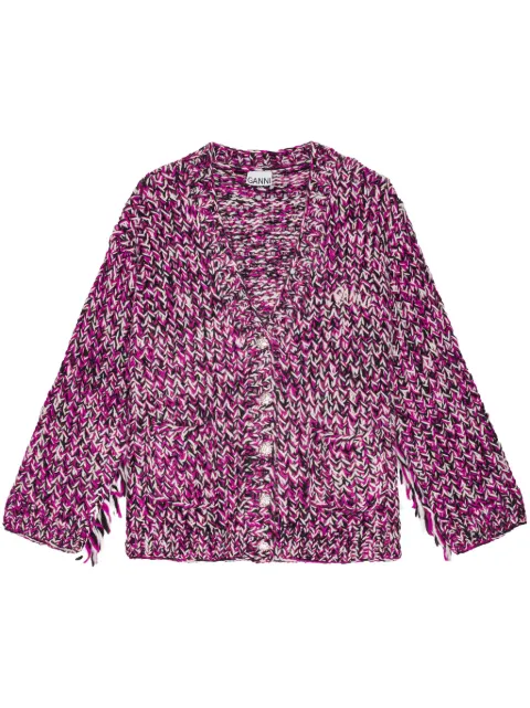 GANNI chunky-knit cardigan Pink K2443
