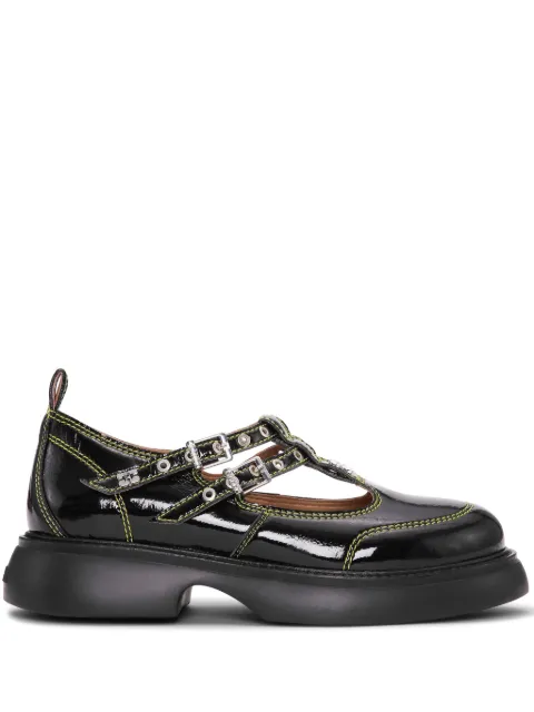 GANNI logo-plaque loafers Black S2928