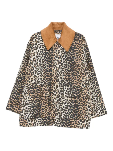 GANNI leopard-print bomber jacket Brown W0391