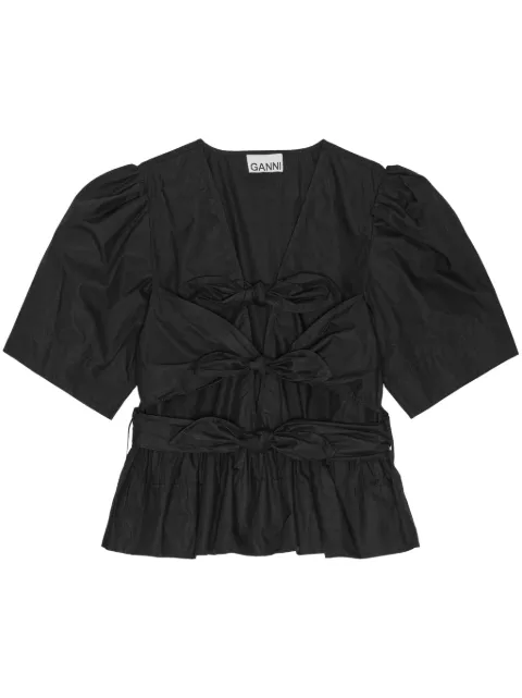 GANNI bow-detail blouse Black W0378