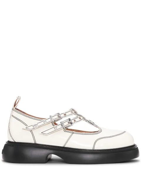 GANNI logo-plaque loafers White S2927