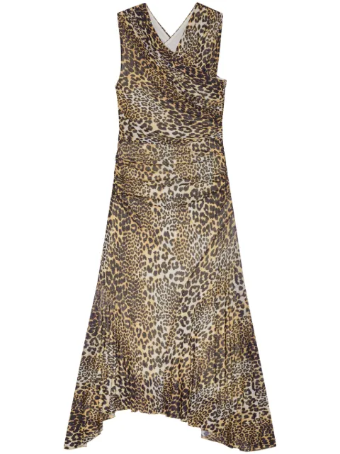 GANNI leopard-print maxi dres Brown T4133
