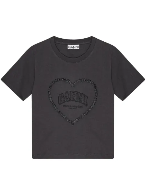GANNI heart-motif T-shirt Grey T4178