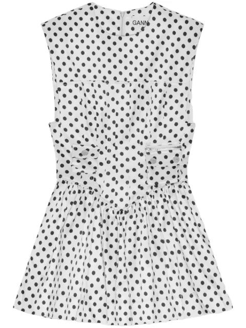 GANNI polka dot-print mini dress White W0363
