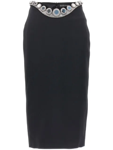 David Koma rhinestone-embellished pencil skirt Black SS23DK50S