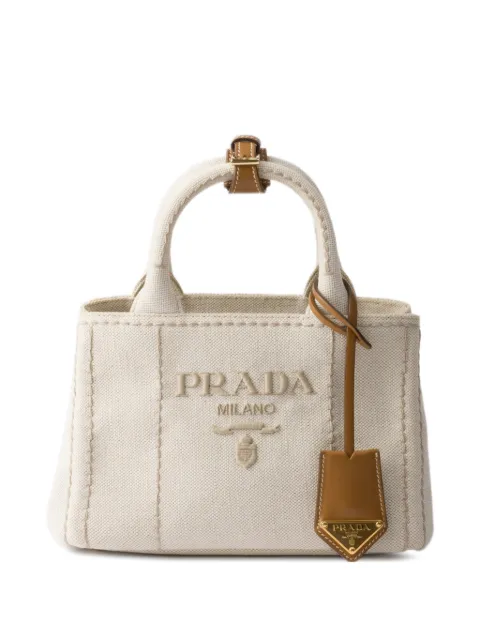 Prada Jardinière mini linen blend bag Neutrals 1BA038V8OM2CX9