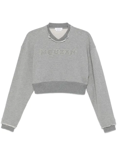Alexander McQueen logo-lettering cropped sweatshirt Grey 815584QLAD8