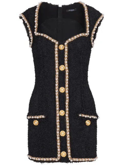 Balmain pearl embellishment dress Black EF0R5116PC90