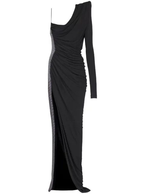 Balmain Pagoda one-shoulder dress Black EF0RR965PD03