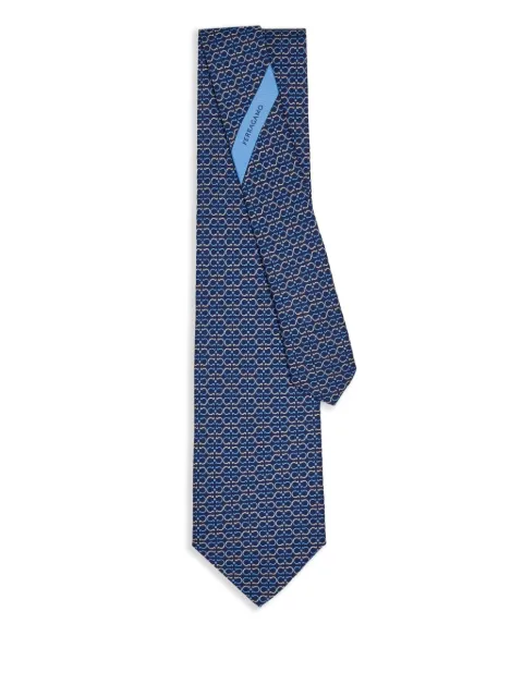 Ferragamo Gancini-print silk tie Blue 778440