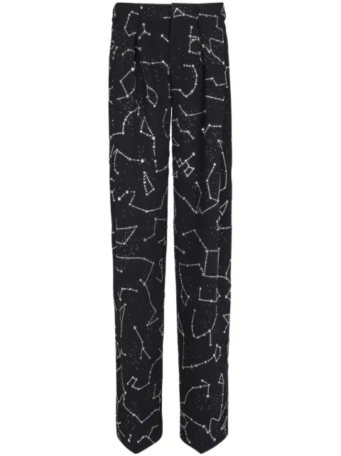 Balmain constellation embroidered trousers Black EH0PQ305XJ94
