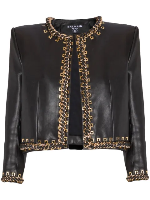 Balmain chain detailing jacket Black EF0SK776LC62
