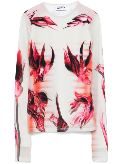 Jean Paul Gaultier double-layered printed top Neutrals 2533FTO264T581
