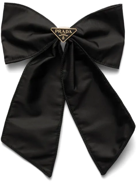 Prada logo-embellishment bow hair clip Black 1IF1632DMI