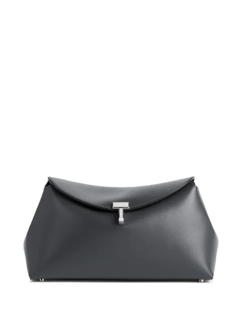 TOTEME T-lock leather clutch shark Black 234WAL950LE0025026