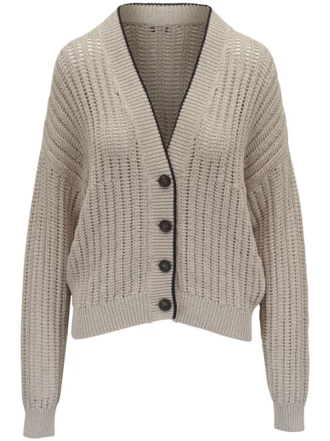 Brunello Cucinelli contrast-trim cardigan Neutrals MSB582016C9731