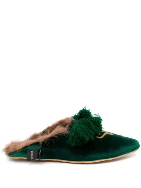 midorikawa pointed-toe slippers Green MID22AWA04GRN