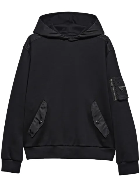 Prada cotton fleece and Re-nylon hoodie Black UJL04CSOOO11JE