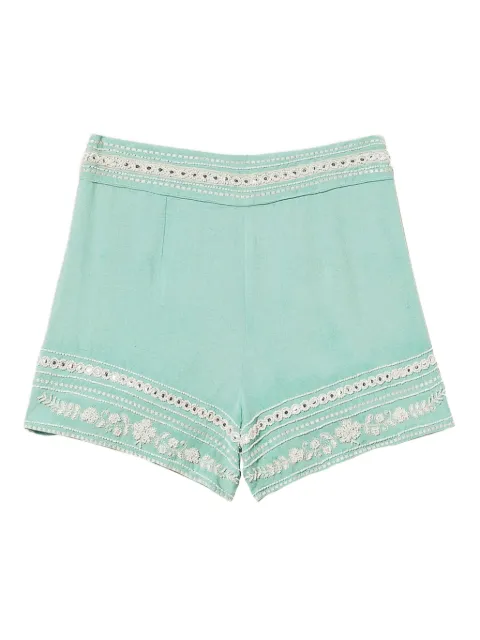 TWINSET embroidered high-waisted shorts Green 251LM2FEE
