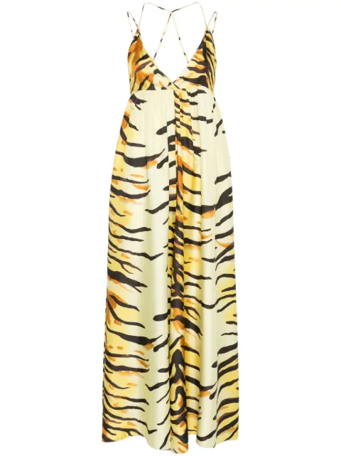 Nanushka zebra-print maxi dress Yellow NW25RSDR20458