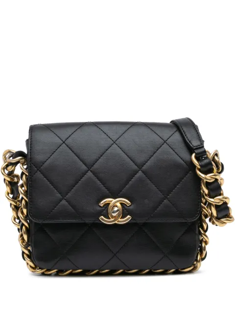 CHANEL Pre-Owned 2022-2024 Small Quilted Calfskin Framing Chain Flap crossbody bag Black NAEXFX14OAQ5I1UL