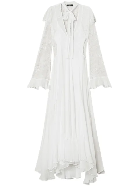 TWINSET Giglio lace and silk maxi dress White 251TS2091