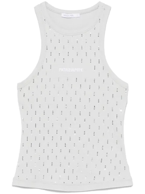 Patrizia Pepe logo-embroidered tank top Silver 8M1674J252