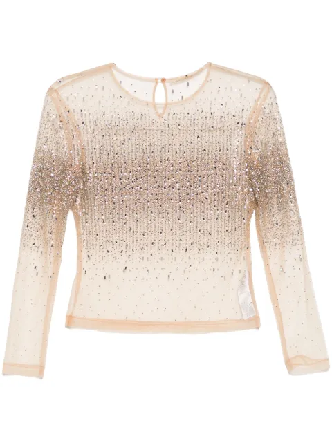 Ermanno Scervino crystal-embellished tulle top Neutrals D452L710
