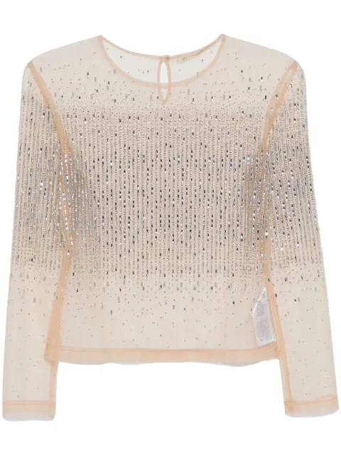 Ermanno Scervino tulle crystal-embellished top Neutrals D452L704