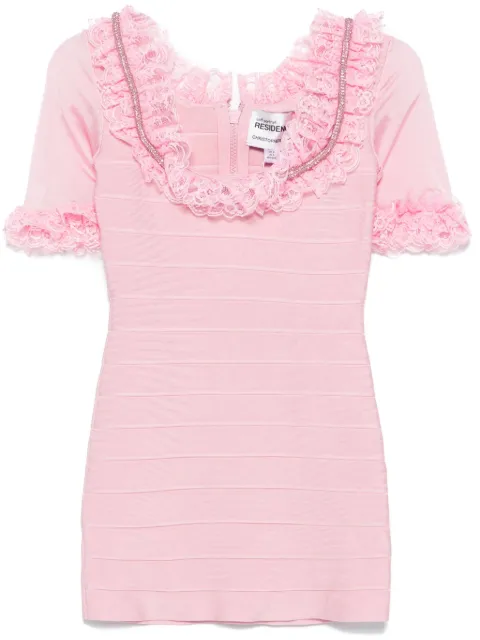 Self-Portrait ruffled knitted mini dress Pink SS25CK004SP
