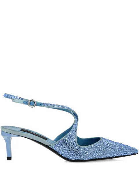 Philipp Plein 55mm Slingback Strass pumps Blue PAESWSD0627PLE010N