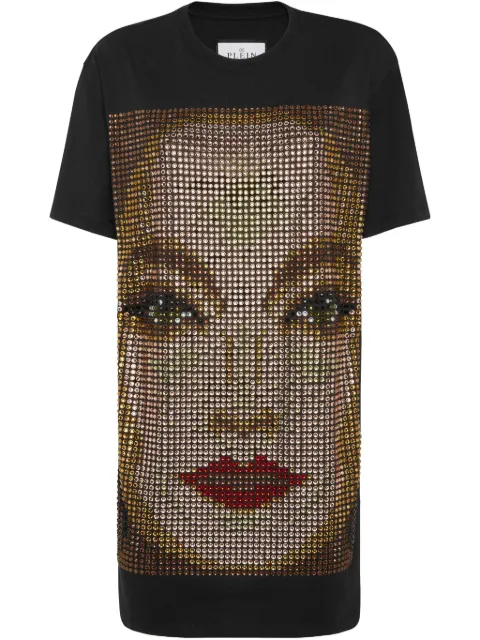 Philipp Plein rhinestone-embellished jersey dress Black PAECWTG0614PJY002N