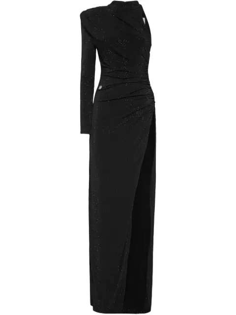 Philipp Plein jersey long dress mono sleeve strass Black PAECWRG3312PJY002N