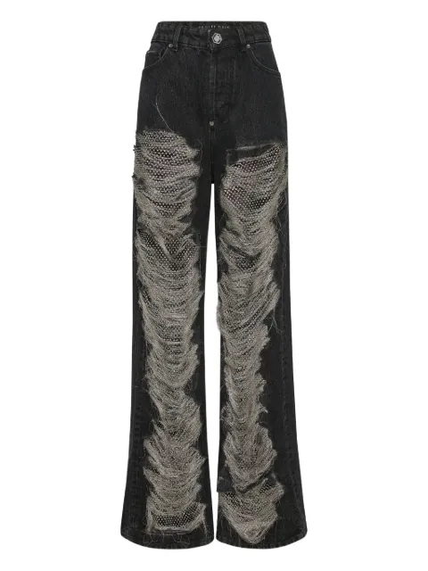 Philipp Plein mesh strass jeans Black PAECWDT2795PDE004N