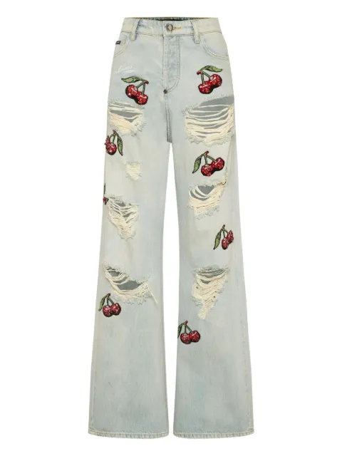 Philipp Plein Cherries Destroyed jeans Blue PAECWDT2781PDE004N