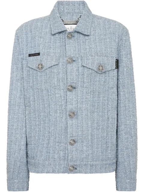 Philipp Plein tweed cropped jacket Blue PAECWDB0657PDE004N