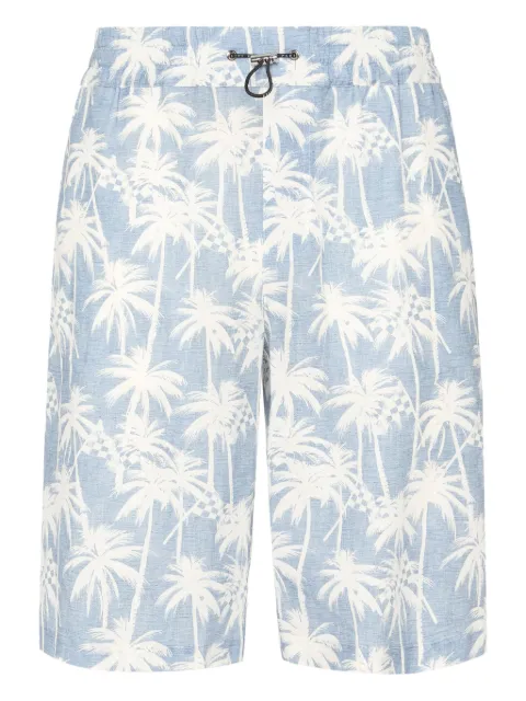 Philipp Plein Kid Fit Chambray-print shorts Blue PAECMRT1510PTE105N